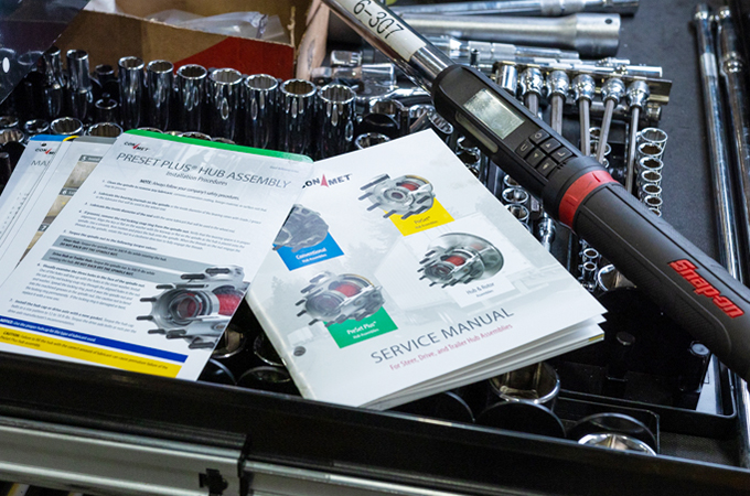 Service manual and assembly cards in drawer of a toolbox